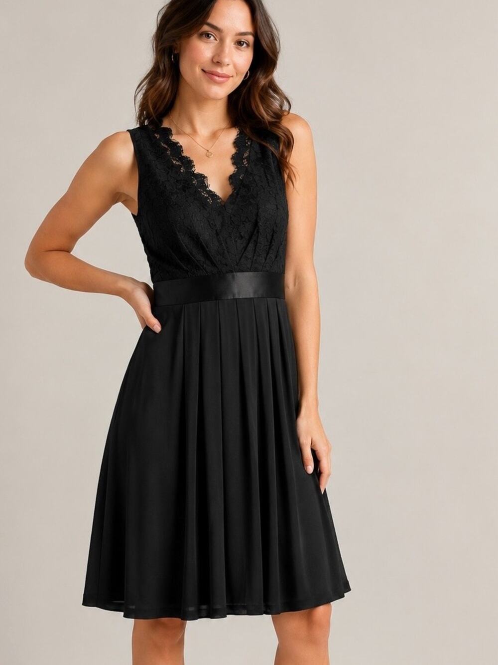 Banana Republic Silk Blend Lace Fit & Flare Dress Black Sleeveless Size 0